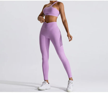 Women One Shoulder Sports Underwear Gym Top Bra Training Women Yoga Bra Stretch High Strength Workout Fitness Women Sports Vest