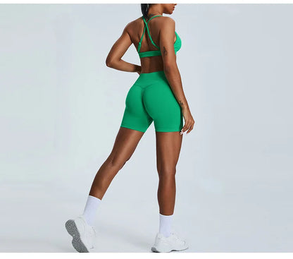 Women Sports Underwear Scrunch Push-up High Support Adjustable Thin Shoulder Strap Tank Fitness Top Seamless Workout Yoga Bras