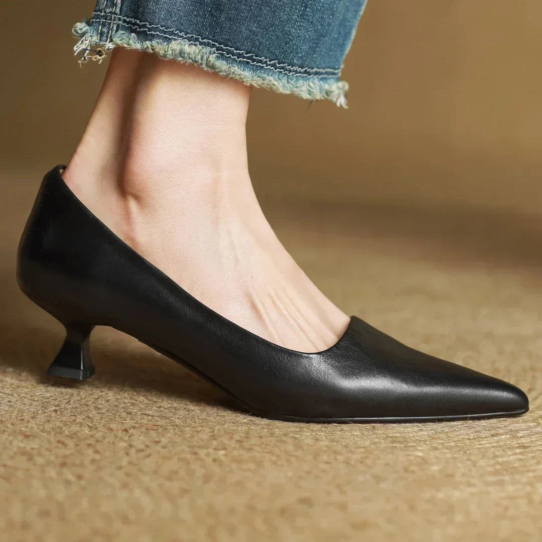 Livia Genuine Leather Pointed-Toe Pumps