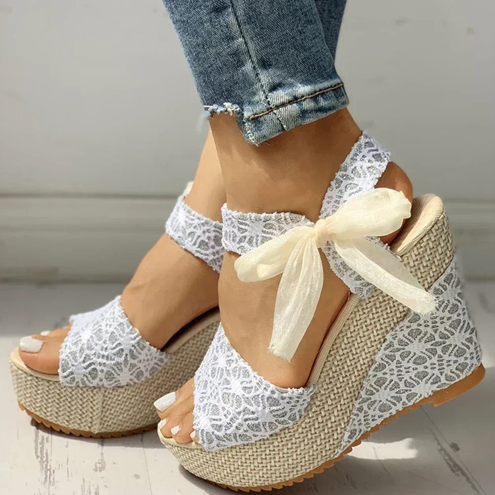 Siena Lace-Up Wedge Sandals – Platform Summer Heels