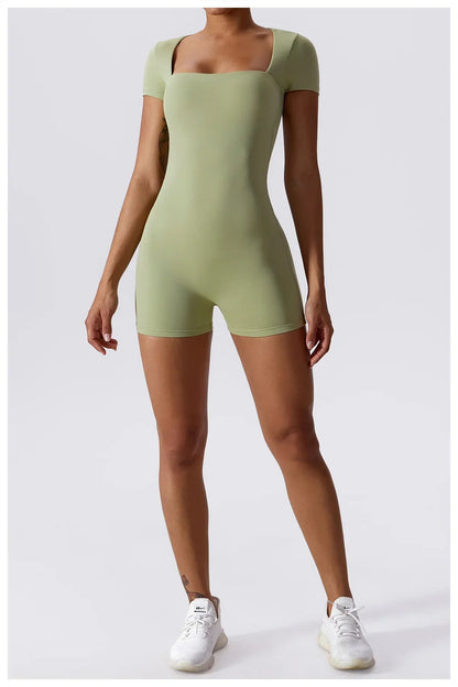 Yoga Set Women Jumpsuits Short One Piece Sports Suit Short Sleeve Gym Clothes Push Up Training Fitness Yoga Bodysuit Sportswear