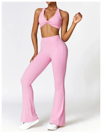 V-shaped Hip Yoga Pants Flare Leggings Women High Waist Wide Leg Pants Women Gym Fitness Sports Flared Pant Dance Trousers
