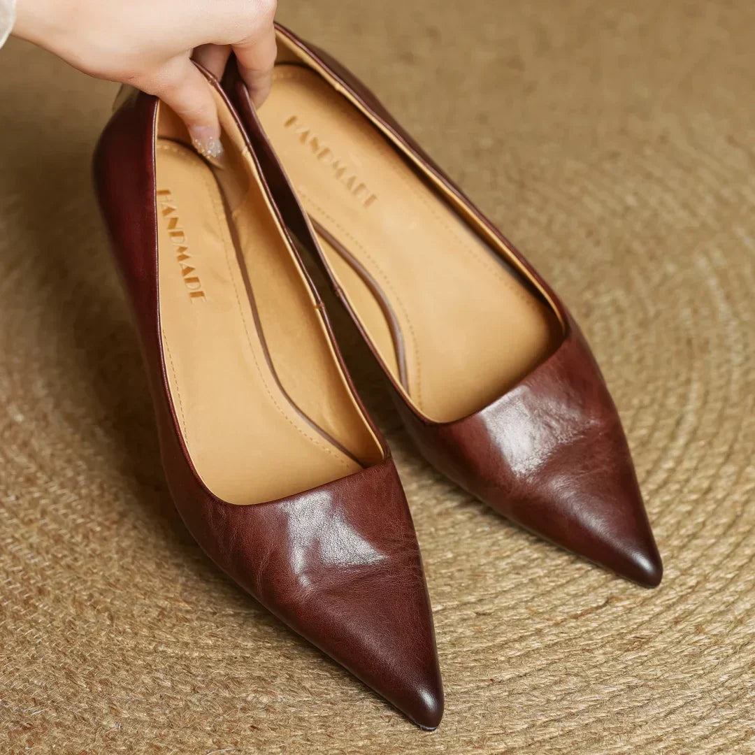 Livia Genuine Leather Pointed-Toe Pumps