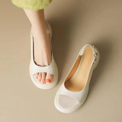 Ava Platform Sandals – Women’s Low Heel Open-Toe Slip-Ons