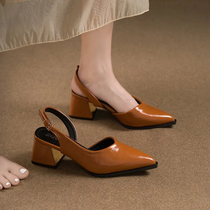 Isabella Slingback Pumps – Pointed-Toe Square Heels