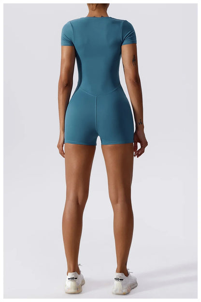 Yoga Set Women Jumpsuits Short One Piece Sports Suit Short Sleeve Gym Clothes Push Up Training Fitness Yoga Bodysuit Sportswear