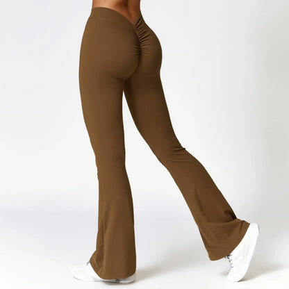 V-shaped Hip Yoga Pants Flare Leggings Women High Waist Wide Leg Pants Women Gym Fitness Sports Flared Pant Dance Trousers
