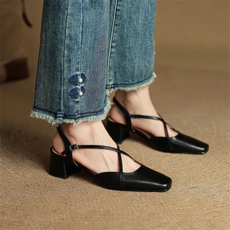 Elena Leather Slingback Sandals