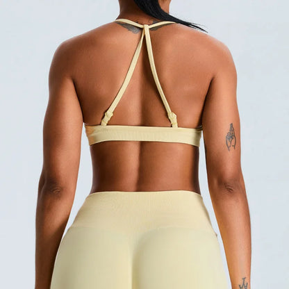 Women Sports Underwear Scrunch Push-up High Support Adjustable Thin Shoulder Strap Tank Fitness Top Seamless Workout Yoga Bras