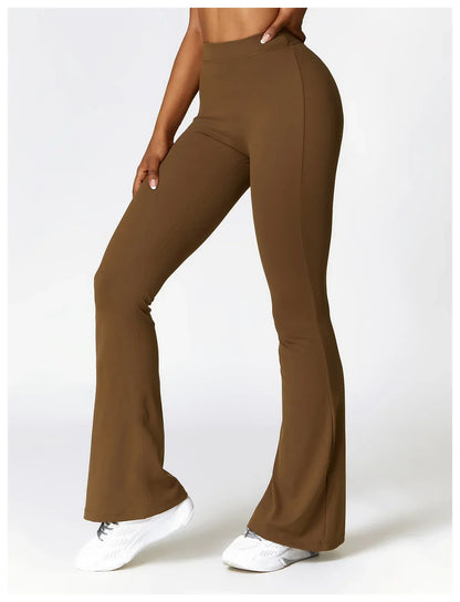 V-shaped Hip Yoga Pants Flare Leggings Women High Waist Wide Leg Pants Women Gym Fitness Sports Flared Pant Dance Trousers