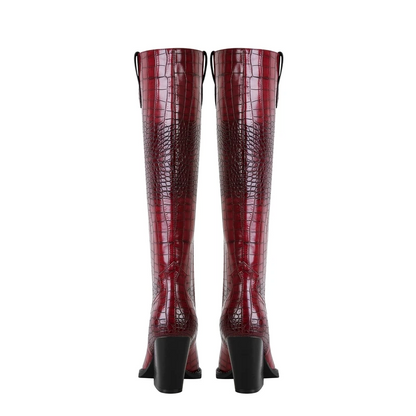 Clara Croc-Embossed High Boots