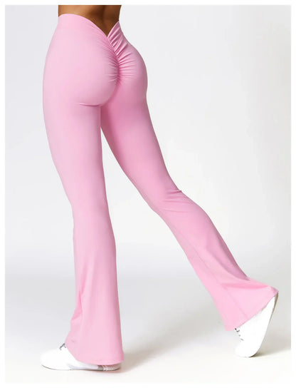 V-shaped Hip Yoga Pants Flare Leggings Women High Waist Wide Leg Pants Women Gym Fitness Sports Flared Pant Dance Trousers