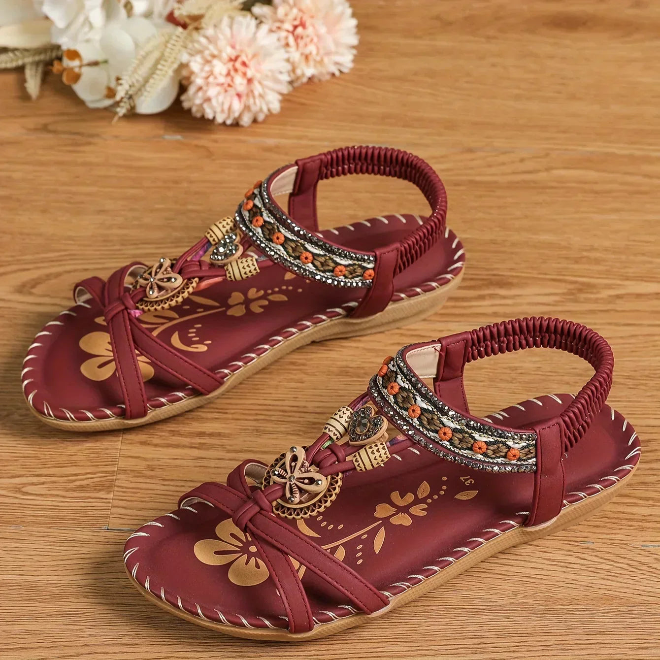 Giulia Beaded Slingback Sandals – Cushioned Footbed Slip-On