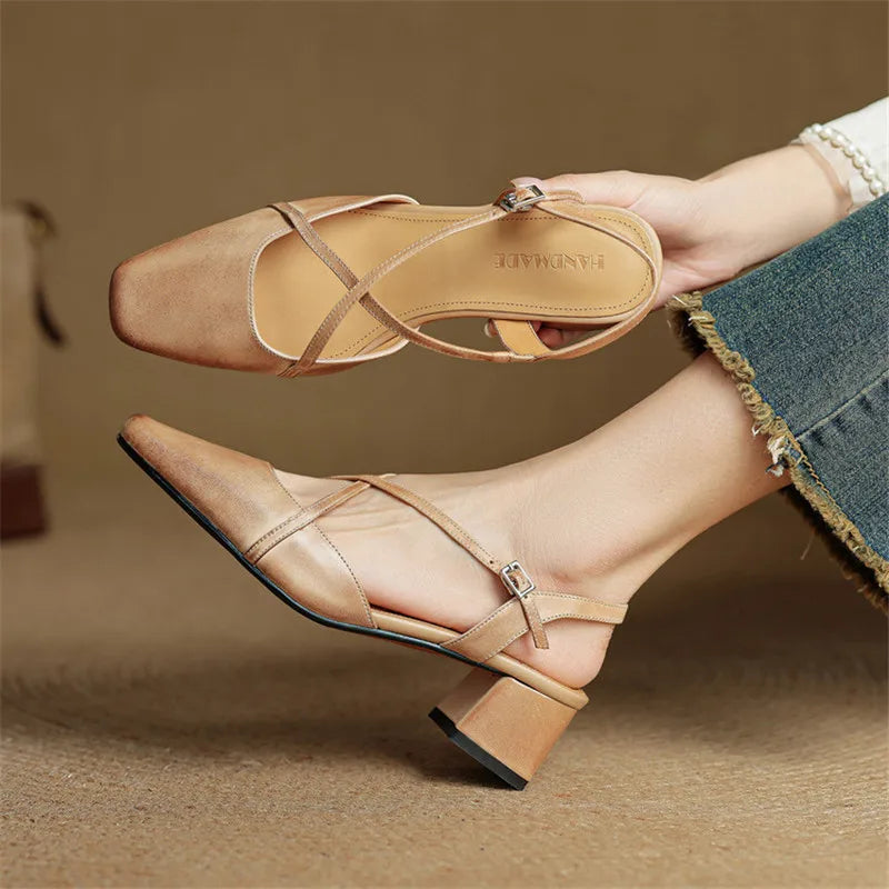 Elena Leather Slingback Sandals